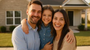 Família comemorando a conquista de um bem através do consórcio para iniciantes.